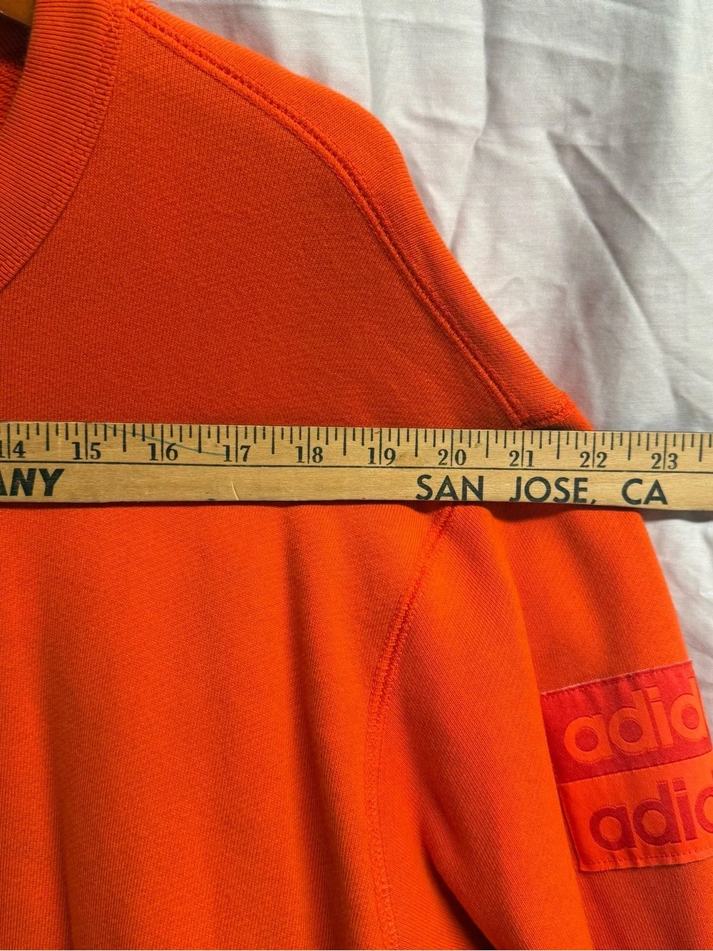 adidas Orange Crewneck Sweatshirt with Sleeve Logo Tabs